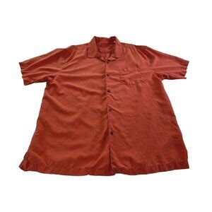 TOMMY BAHAMA Men Silk Short Sleeve‎ Button Front Shirt Sz XXL Orange Vacation